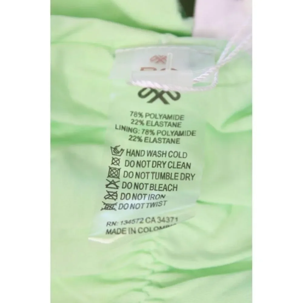 PQ Swim Womens Swimwear Pull-On Ruched Bikini Bottoms Solid Green Size L
